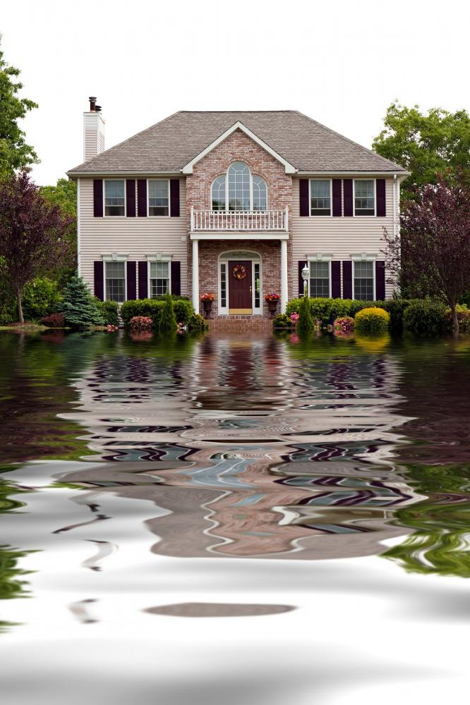 Floodwater entering a house