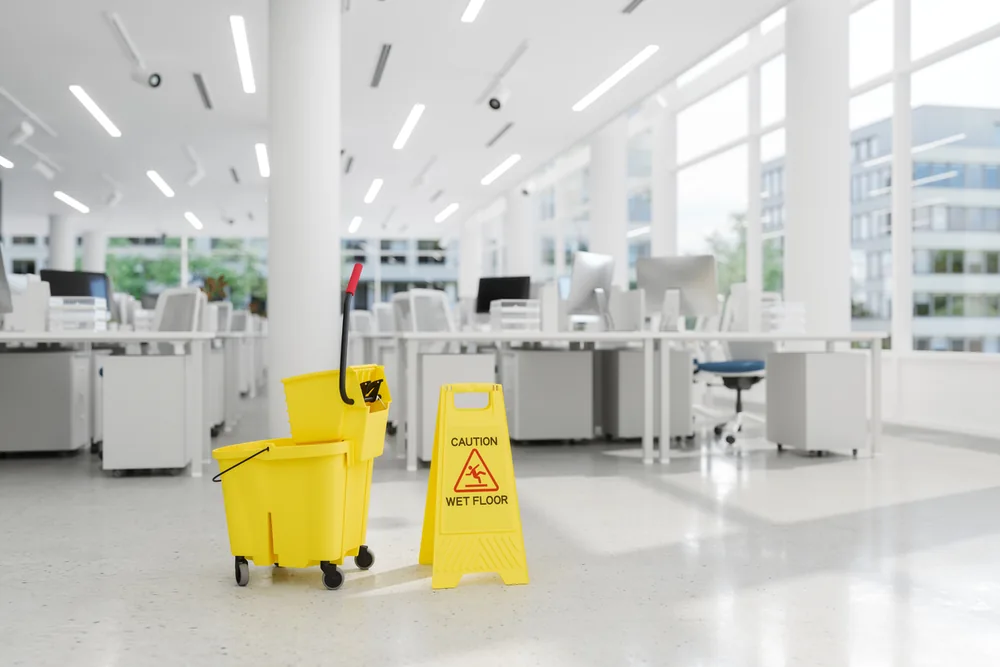 Commercial cleaning equipment in an office